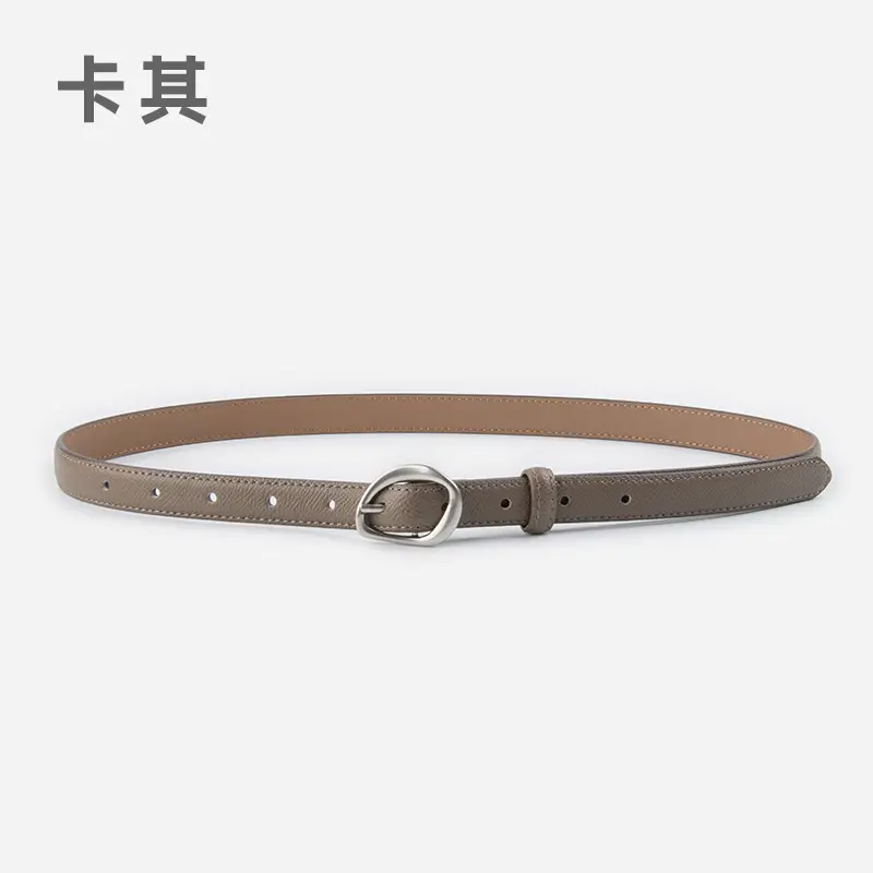 Women's Light Blue Genuine Leather Belt with Silver Buckle - Image 3