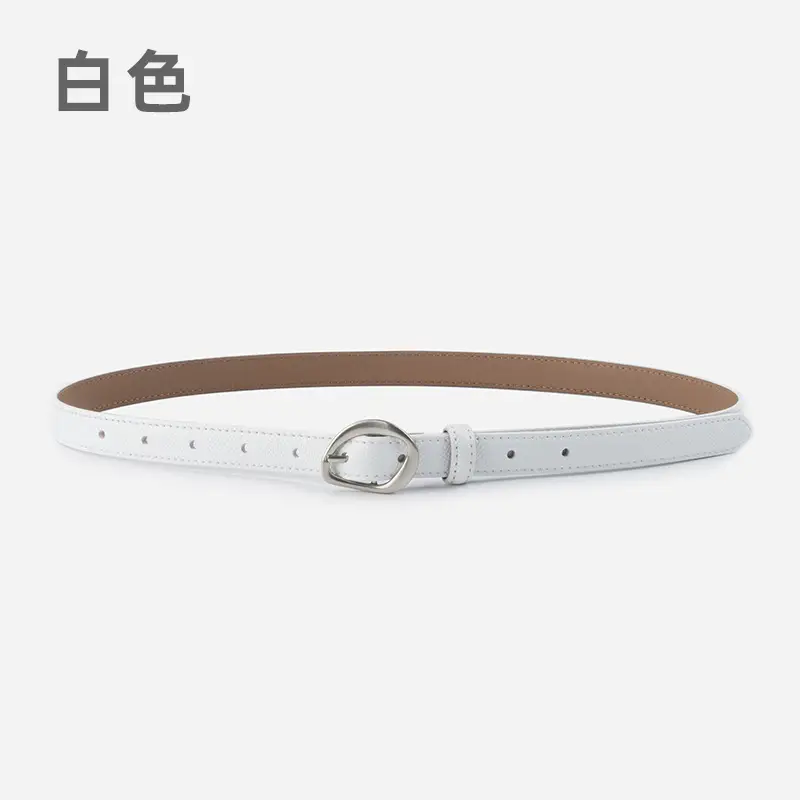 Women's Light Blue Genuine Leather Belt with Silver Buckle - Image 4