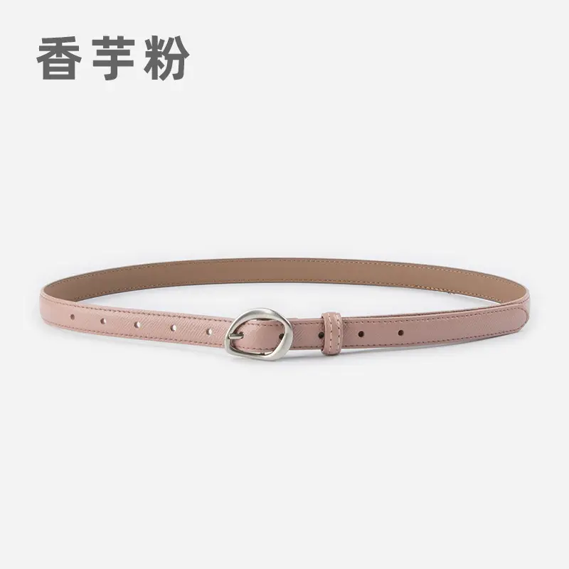 Women's Light Blue Genuine Leather Belt with Silver Buckle - Image 5