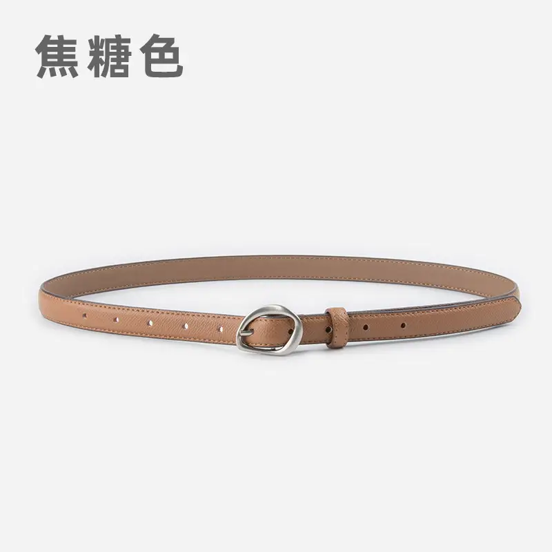 Women's Light Blue Genuine Leather Belt with Silver Buckle - Image 6