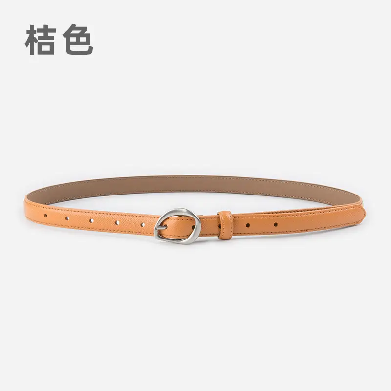 Women's Light Blue Genuine Leather Belt with Silver Buckle - Image 8