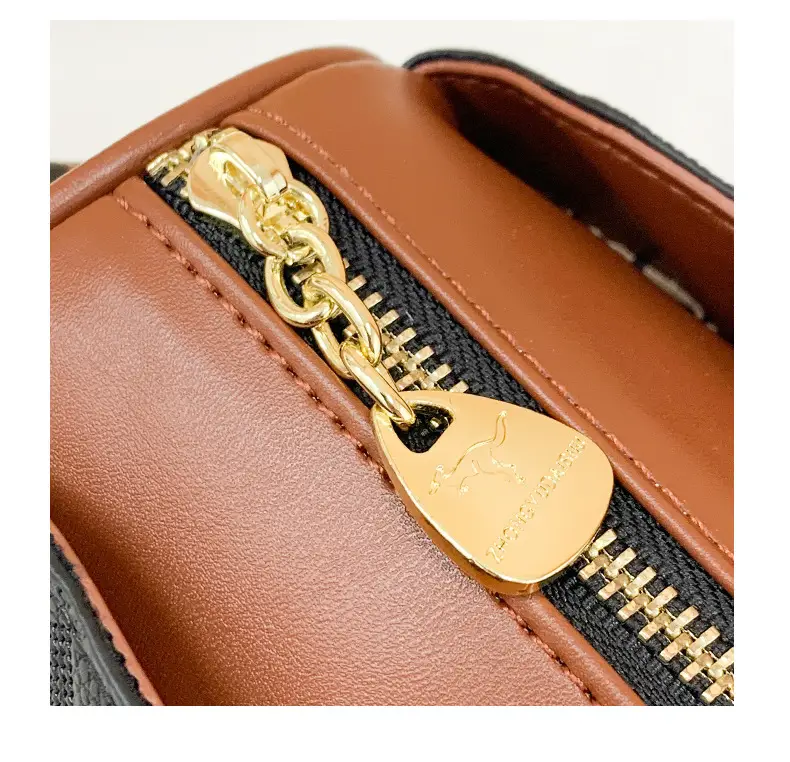 Cross-Border Quilted Leather Shoulder Bag Black Brown — feature 6
