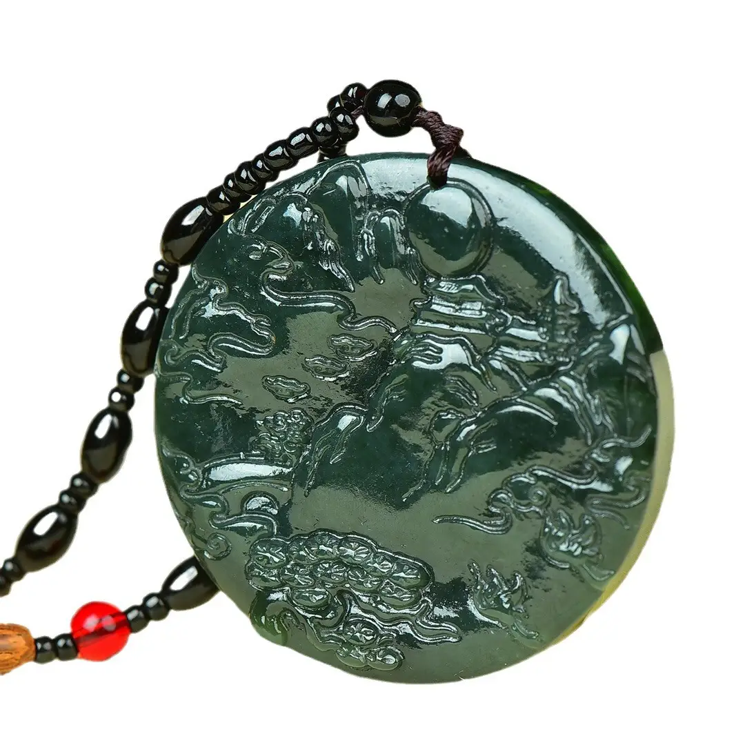 Hetian Jade Pendant "Landscape Family" Necklace White - Image 5