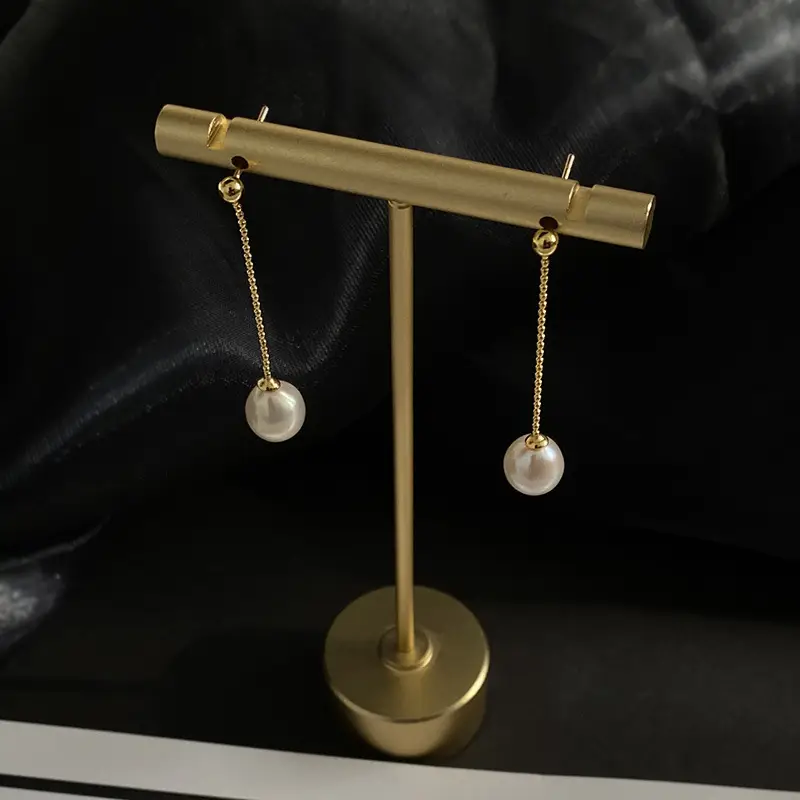 S925 Gold Pearl Earrings for Women 8mm Near Round - Image 3