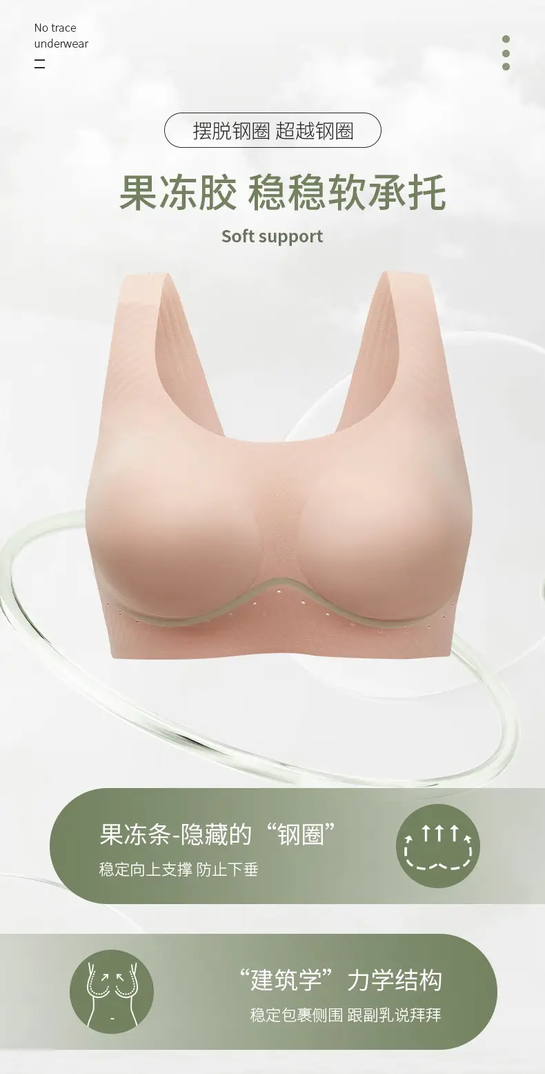 Seamless Underwear for Women, Soft Support, Anti-Sagging, Large Bust Appears Smaller, Semi-Fixed Cup, Wireless Tank Top Bra, Ultra-Soft — feature 7