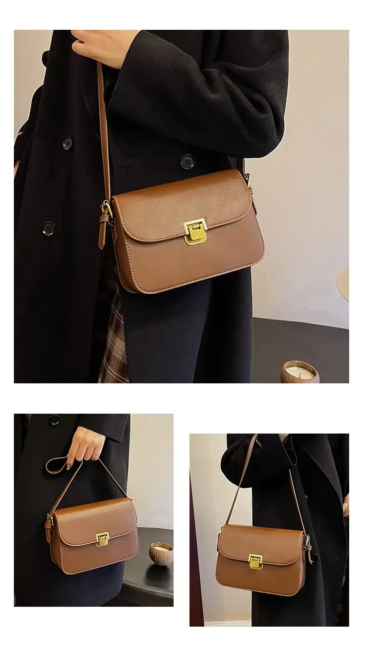 Black Leather Shoulder Bag with Gold Clasp 2023 — feature 13