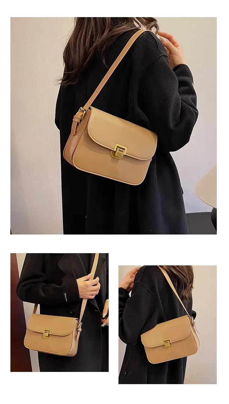 Black Leather Shoulder Bag with Gold Clasp 2023 — feature 14