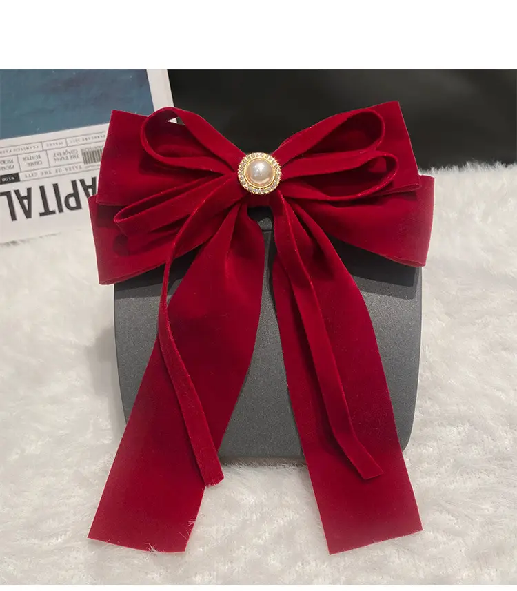 Red Tassel Bow Hair Clip for Bridal Wedding Engagement — feature 10