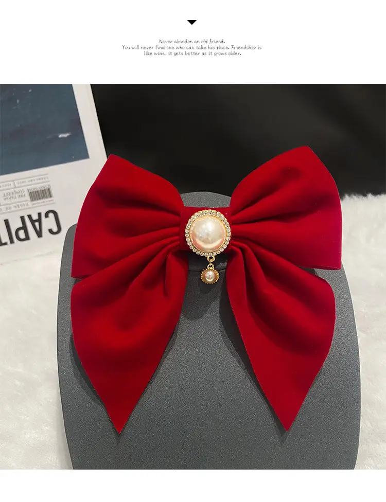 Red Tassel Bow Hair Clip for Bridal Wedding Engagement — feature 11