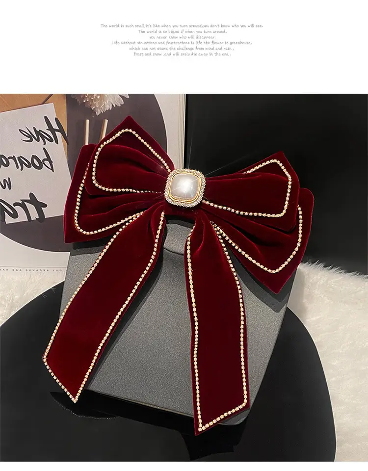 Red Tassel Bow Hair Clip for Bridal Wedding Engagement — feature 6