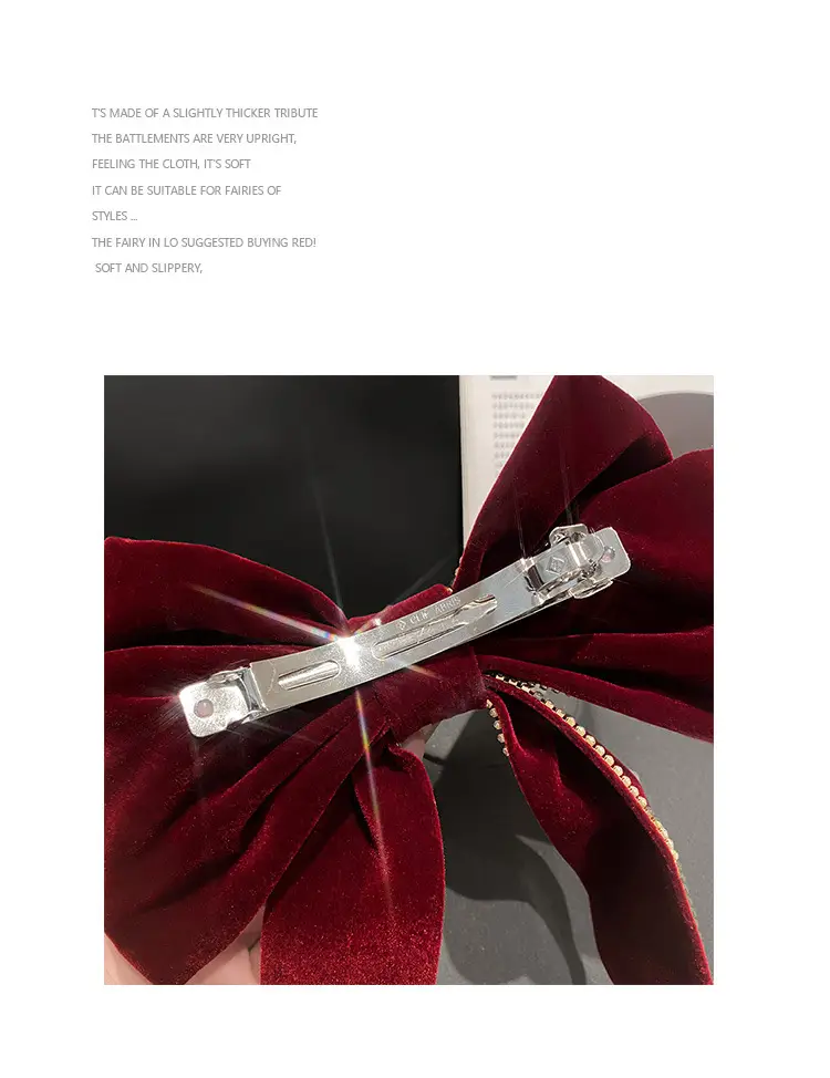 Red Tassel Bow Hair Clip for Bridal Wedding Engagement — feature 9