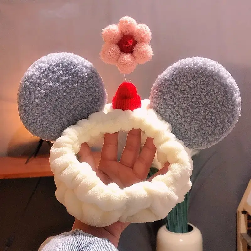 Mickey Ears Hair Wash Band Red White Female