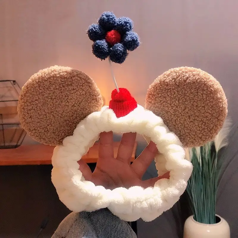 Mickey Ears Hair Wash Band Red White Female