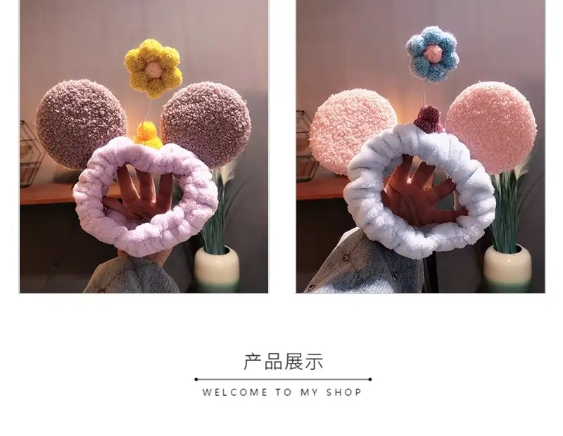 Mickey Ears Hair Wash Band Red White Female — feature 3