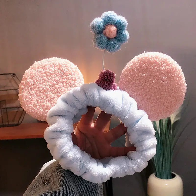 Mickey Ears Hair Wash Band Red White Female