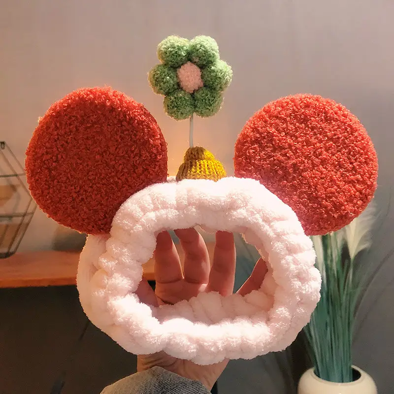 Mickey Ears Hair Wash Band Red White Female
