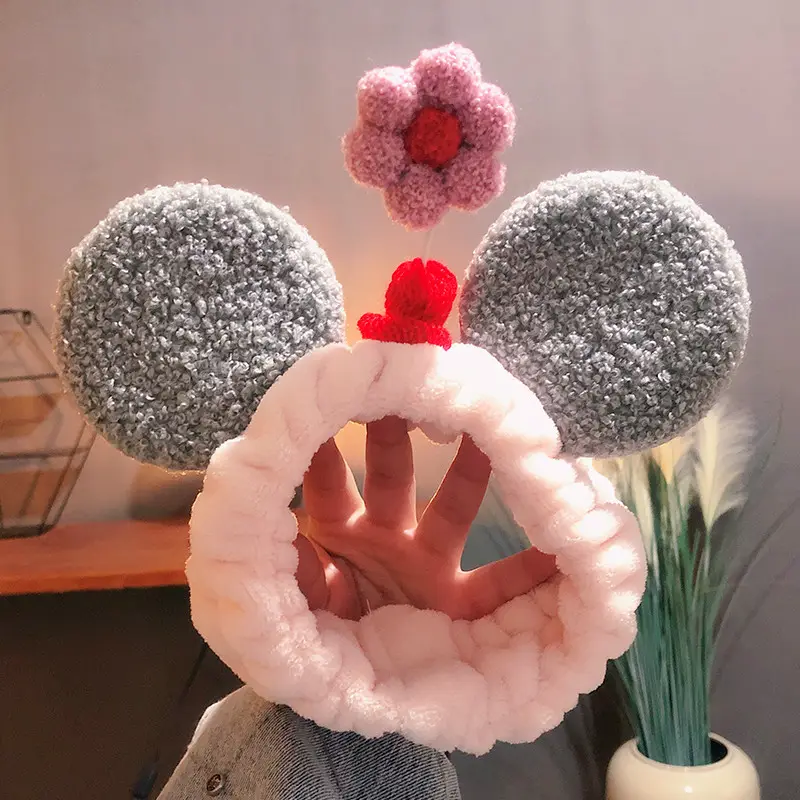 Mickey Ears Hair Wash Band Red White Female