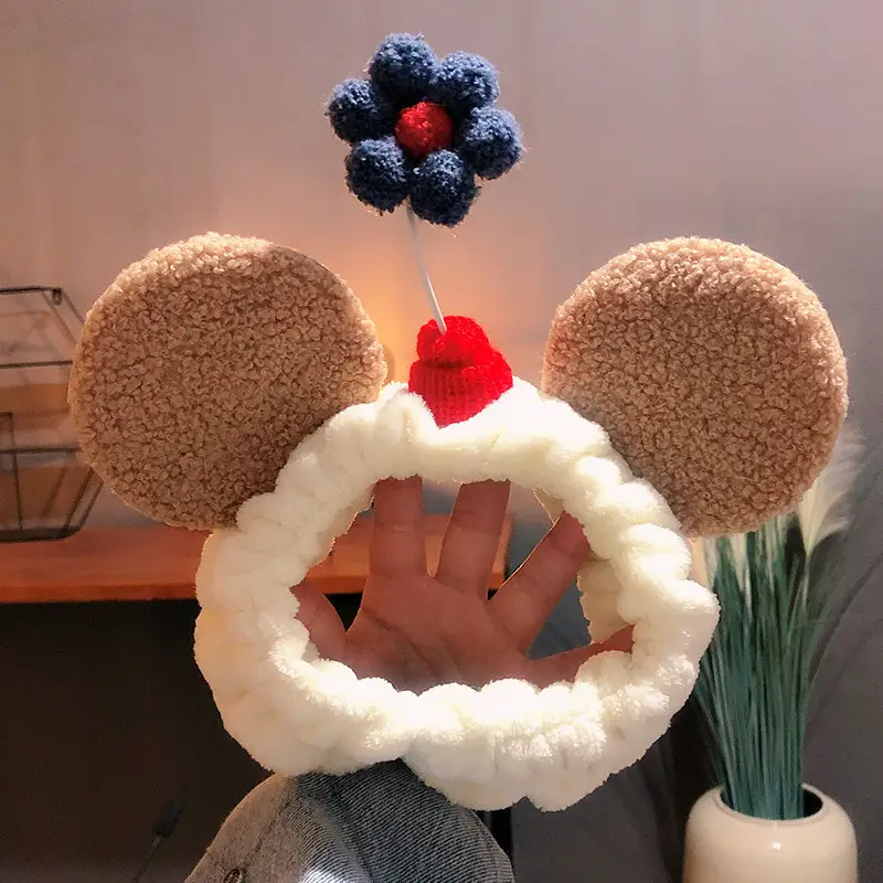 Mickey Ears Hair Wash Band Red White Female