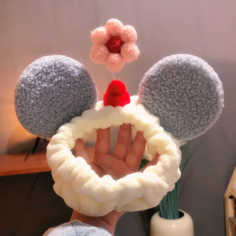 Mickey Ears Hair Wash Band Red White Female