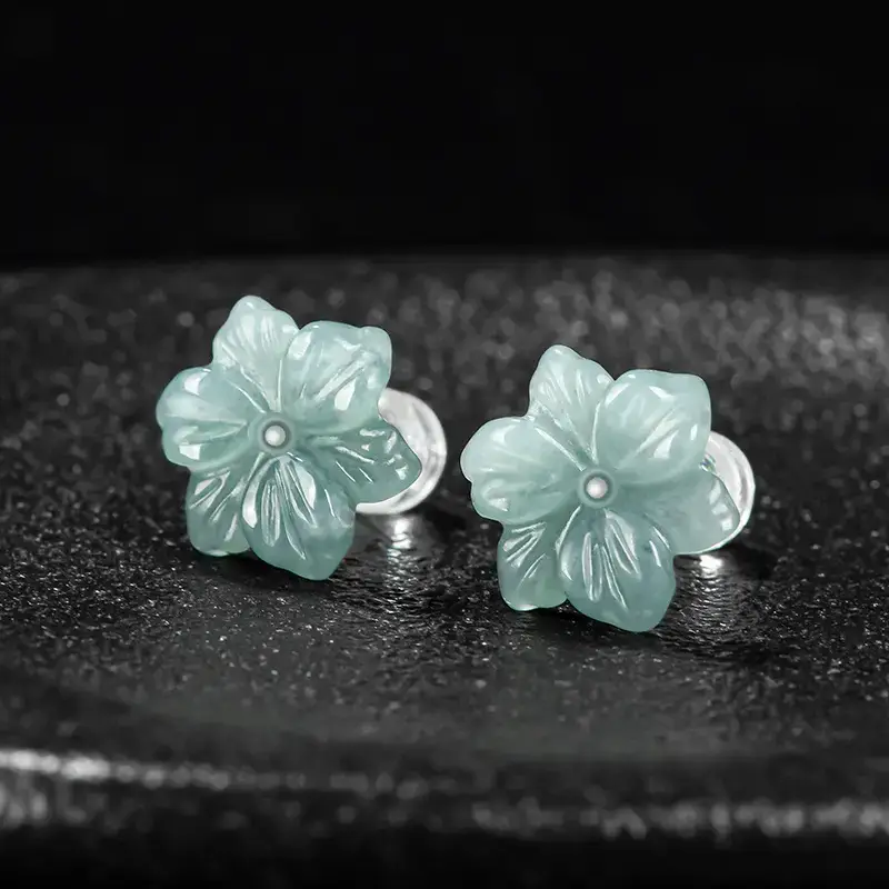 Jade Blue Water Orchid Earrings S925 Silver - Image 2