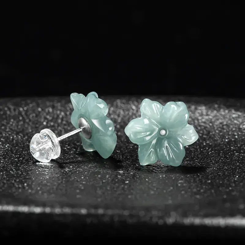 Jade Blue Water Orchid Earrings S925 Silver - Image 3