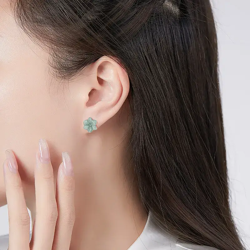 Jade Blue Water Orchid Earrings S925 Silver - Image 4