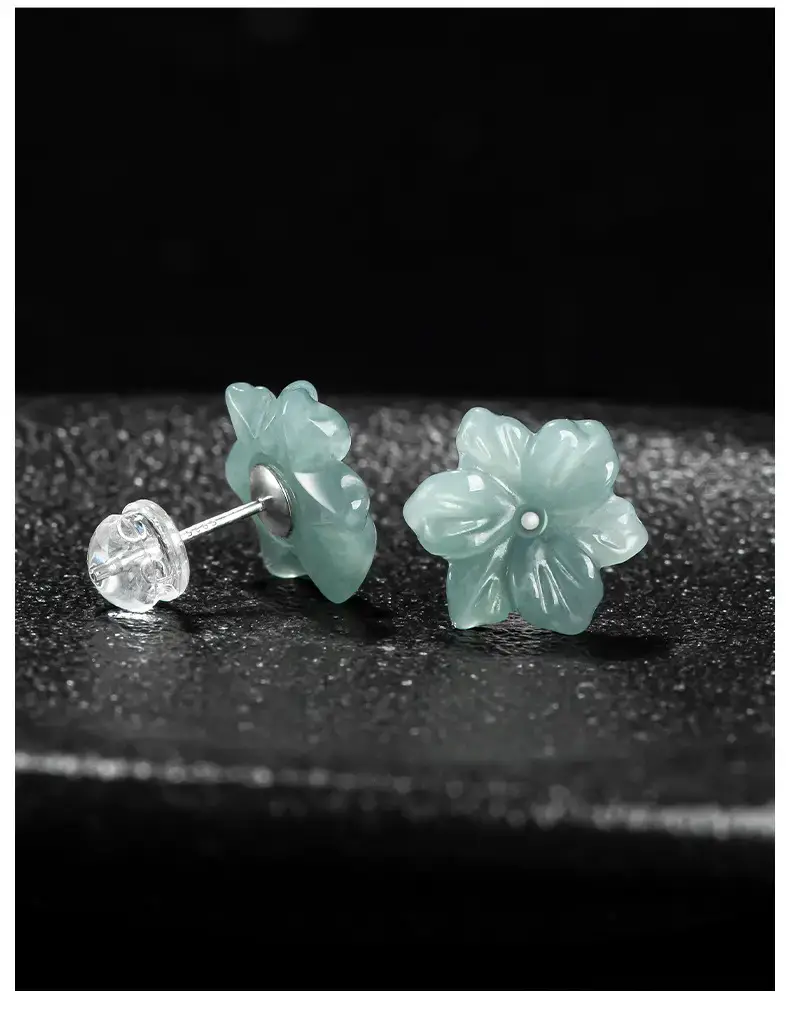 Jade Blue Water Orchid Earrings S925 Silver — feature 10