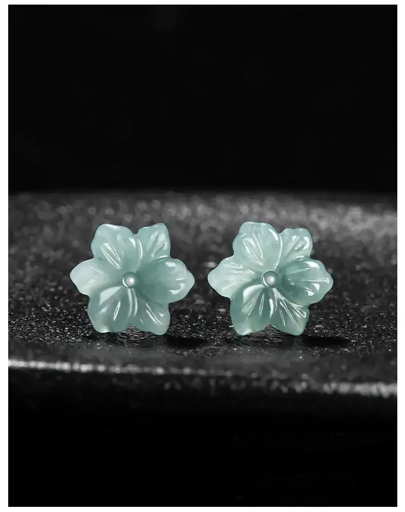 Jade Blue Water Orchid Earrings S925 Silver — feature 3