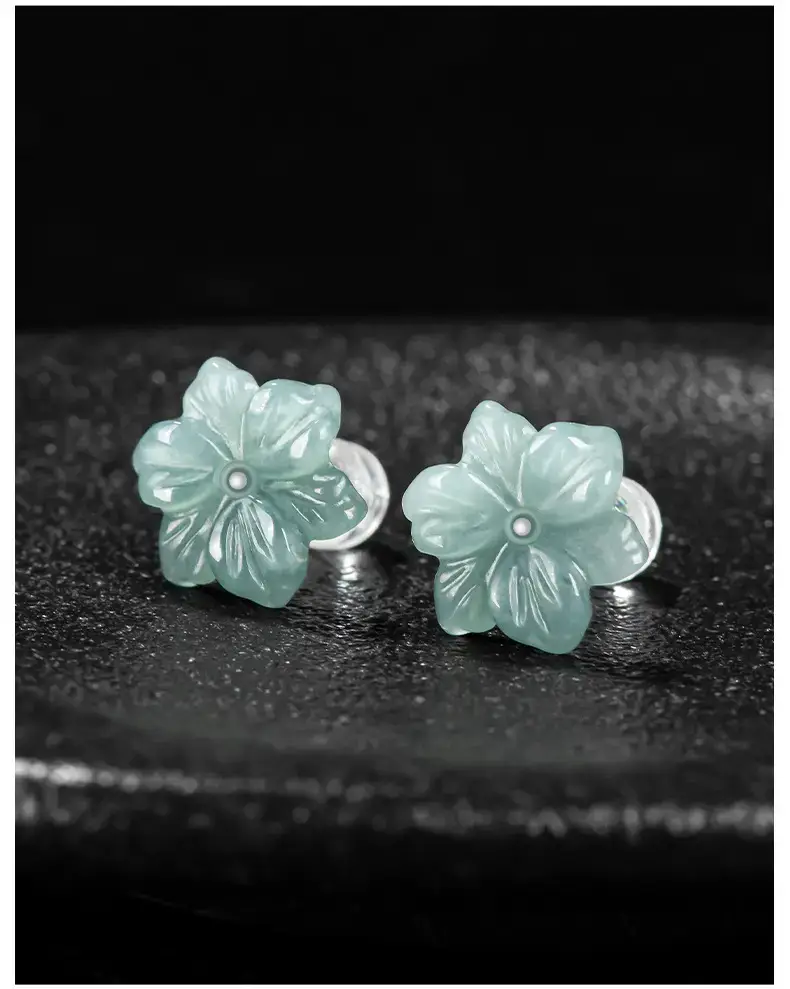 Jade Blue Water Orchid Earrings S925 Silver — feature 8
