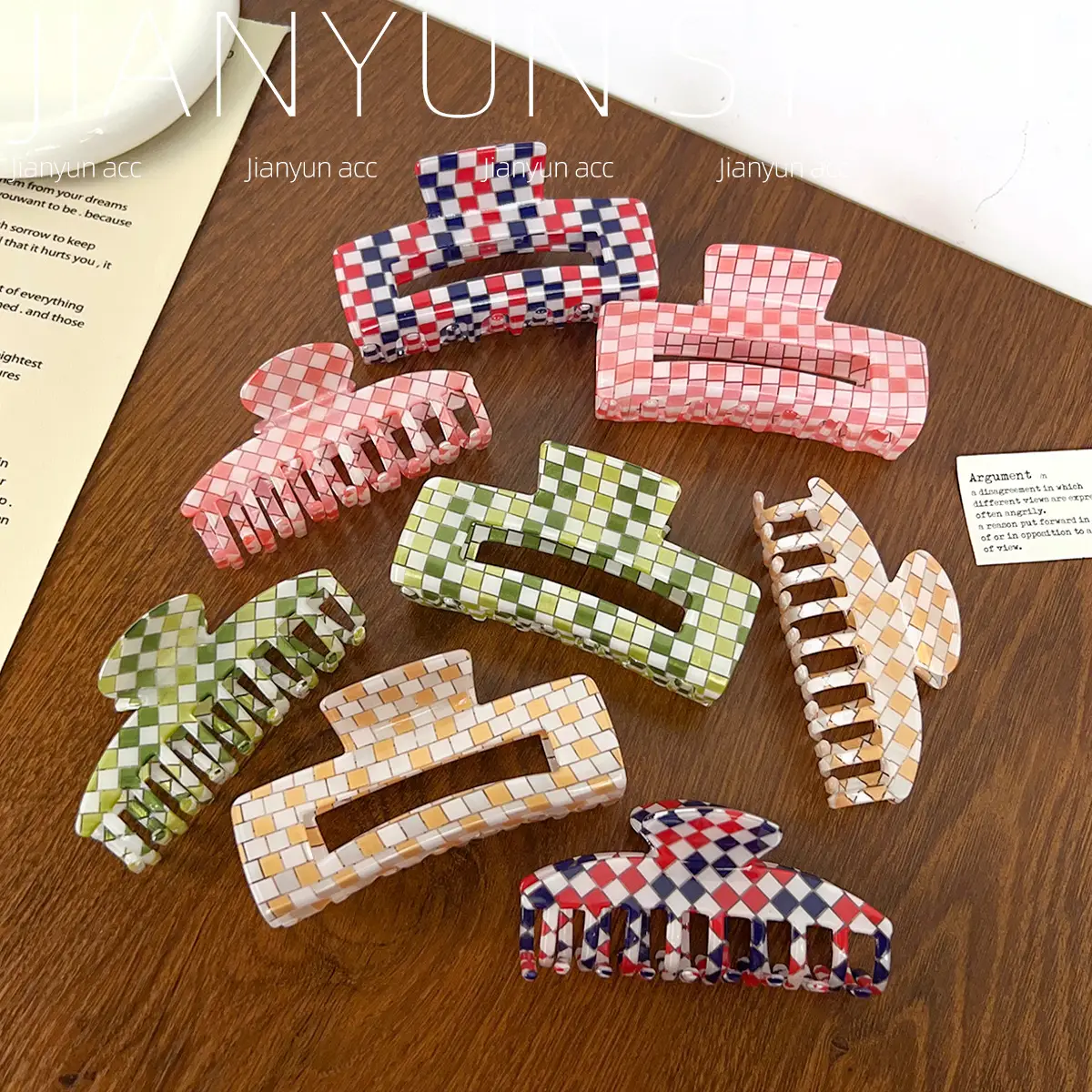 Rainbow Checkerboard Hair Clip for Women