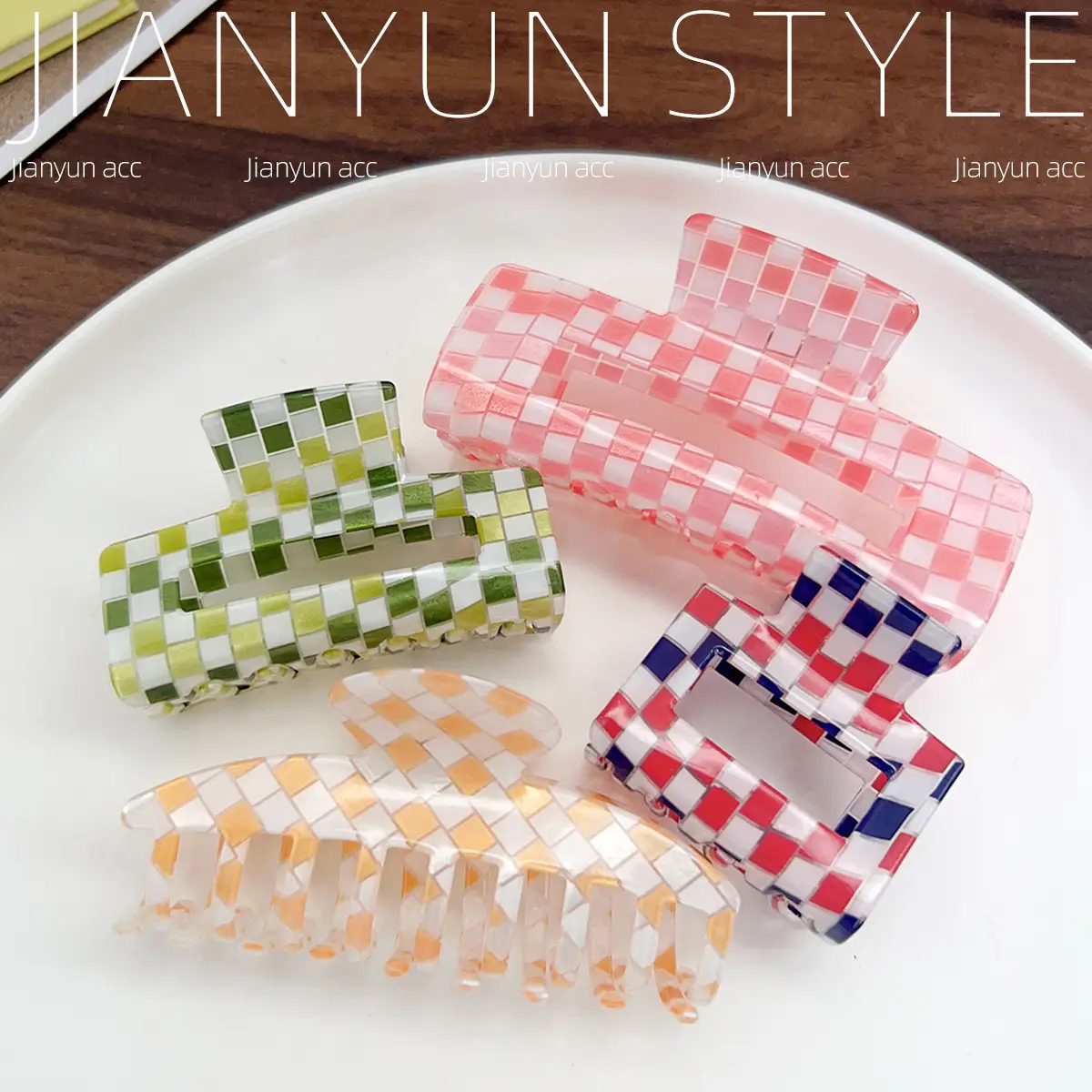 Rainbow Checkerboard Hair Clip for Women