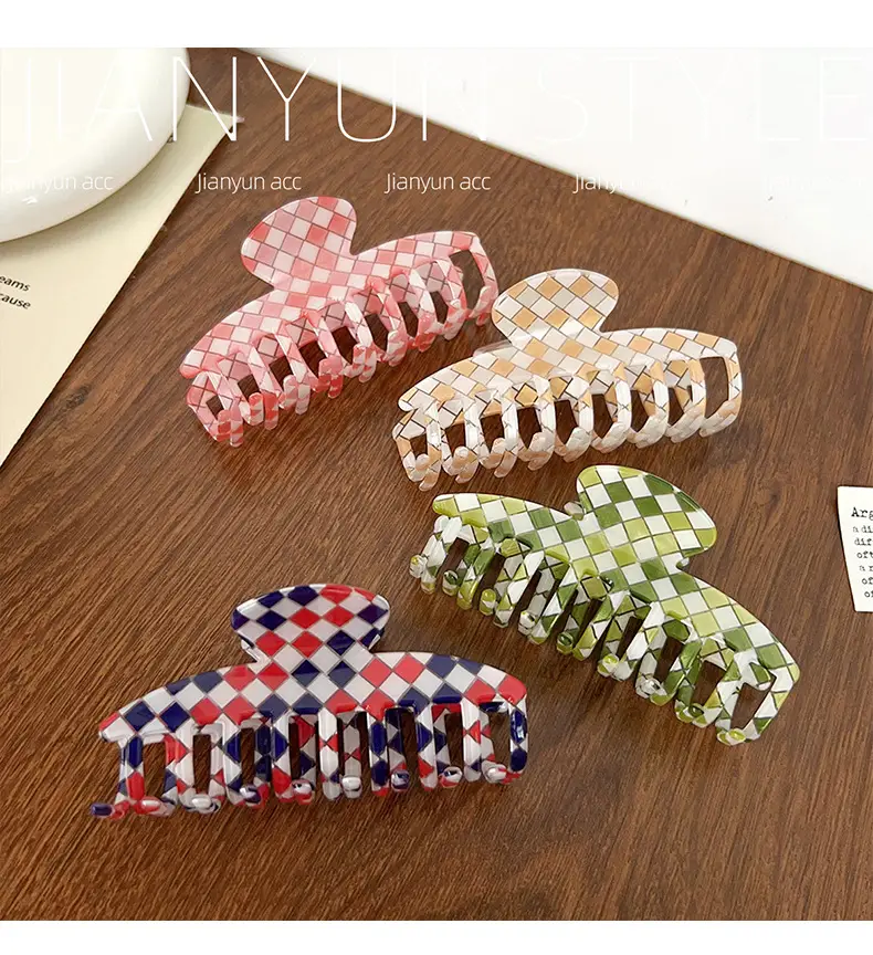 Rainbow Checkerboard Hair Clip for Women — feature 10