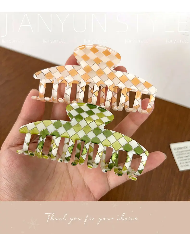 Rainbow Checkerboard Hair Clip for Women — feature 11