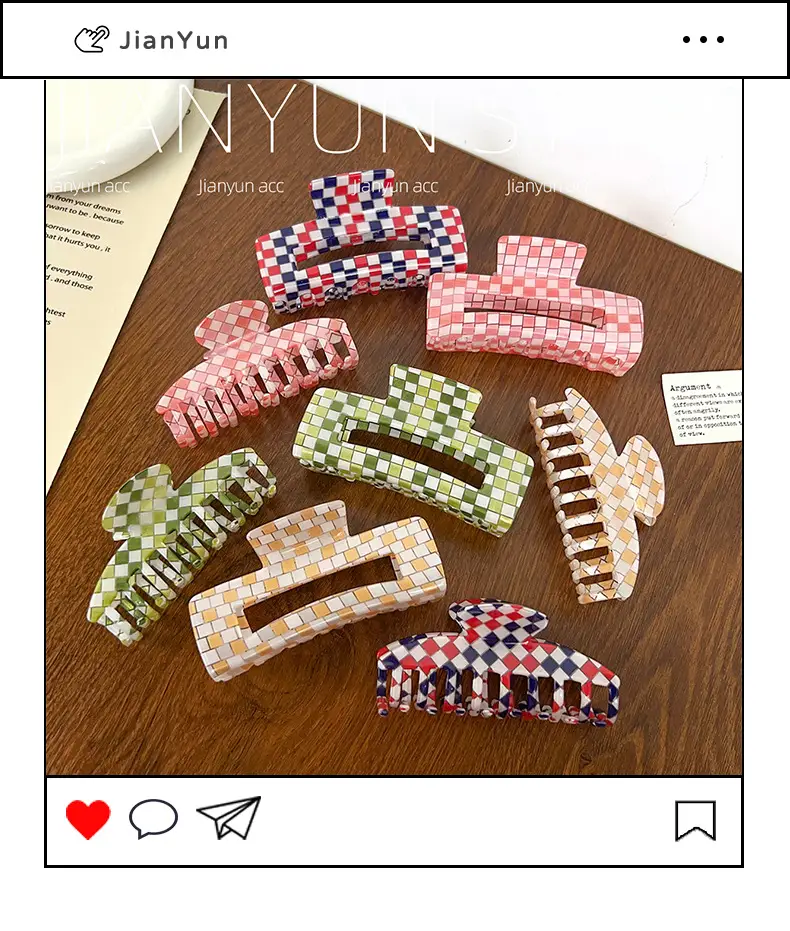 Rainbow Checkerboard Hair Clip for Women — feature 2