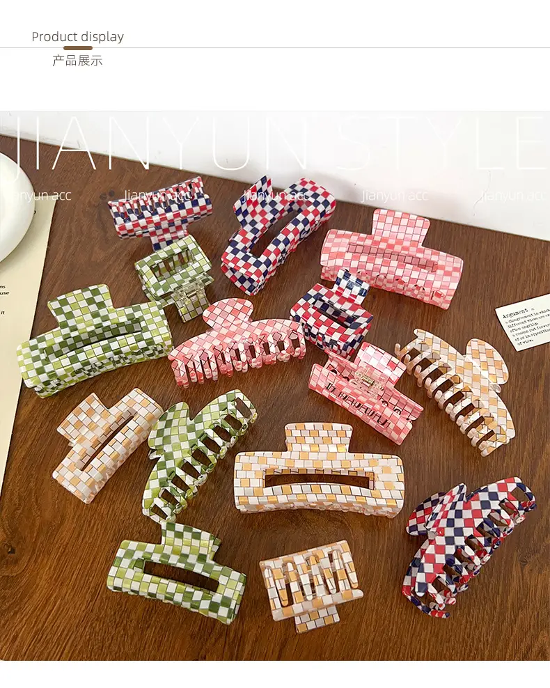 Rainbow Checkerboard Hair Clip for Women — feature 7