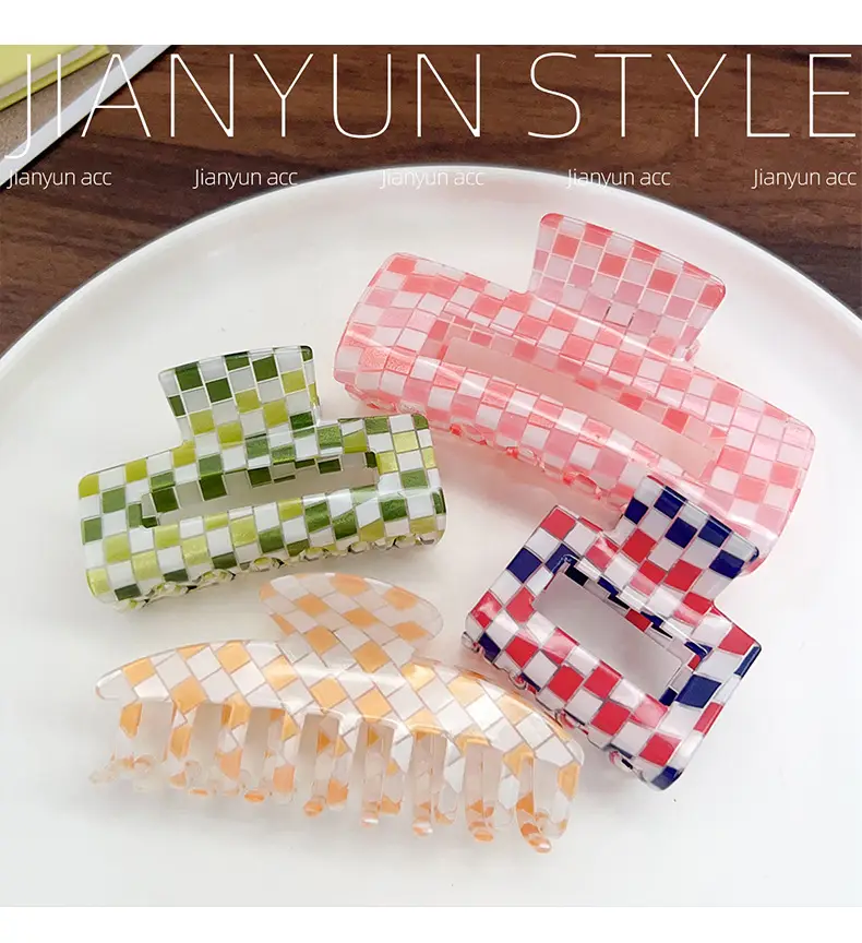 Rainbow Checkerboard Hair Clip for Women — feature 8
