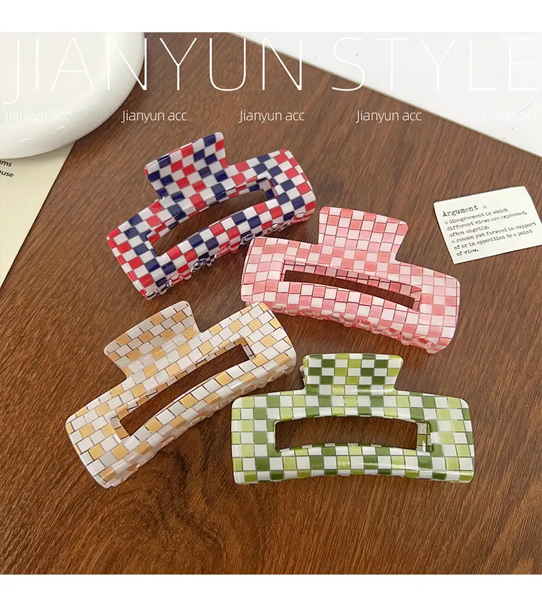 Rainbow Checkerboard Hair Clip for Women — feature 9