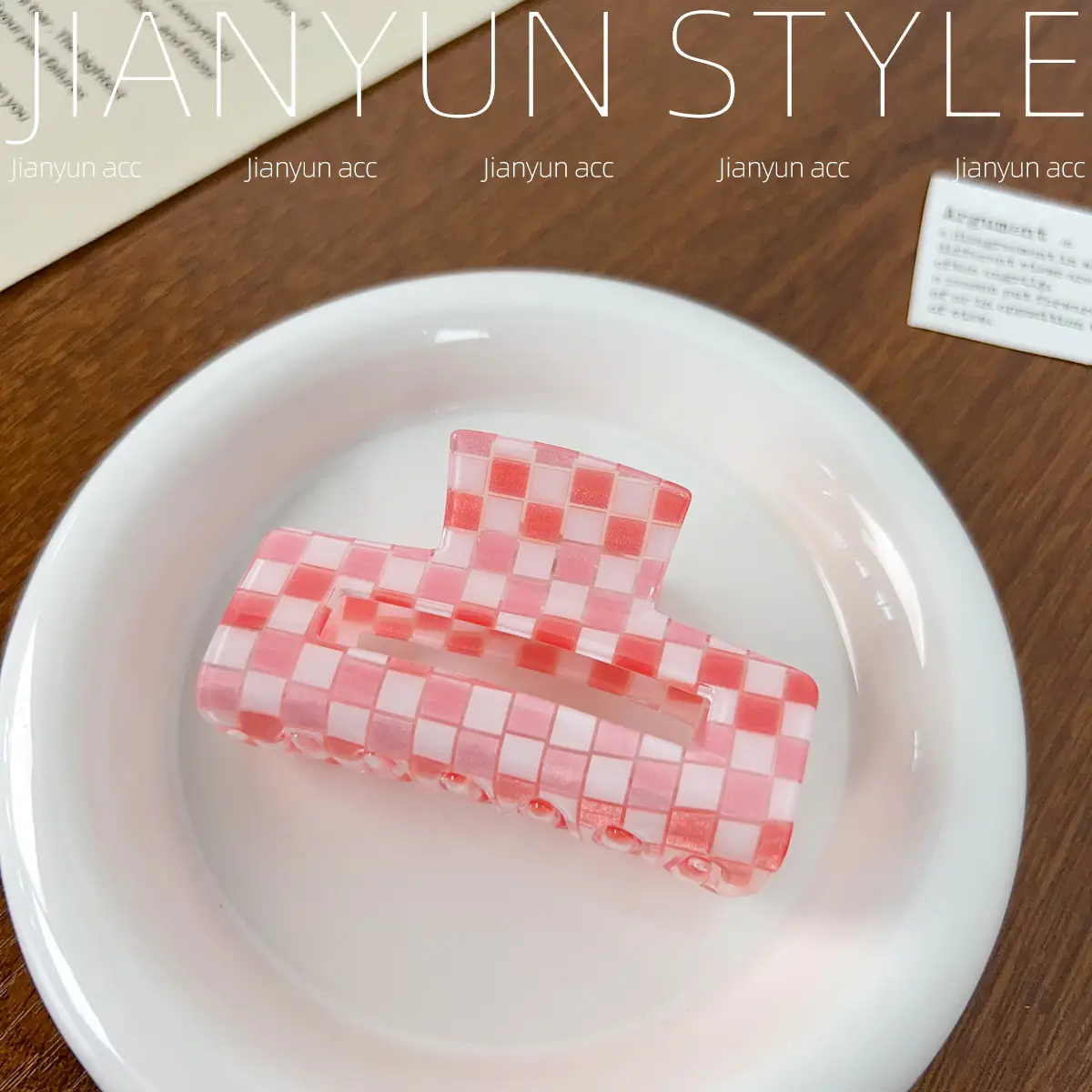 Rainbow Checkerboard Hair Clip for Women
