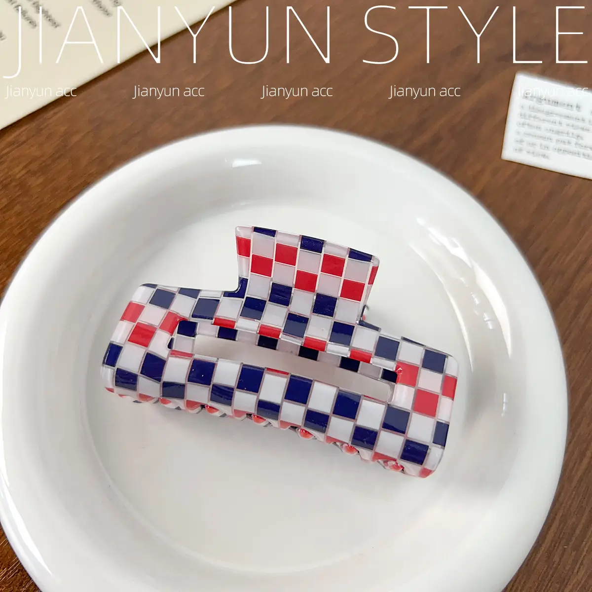 Rainbow Checkerboard Hair Clip for Women