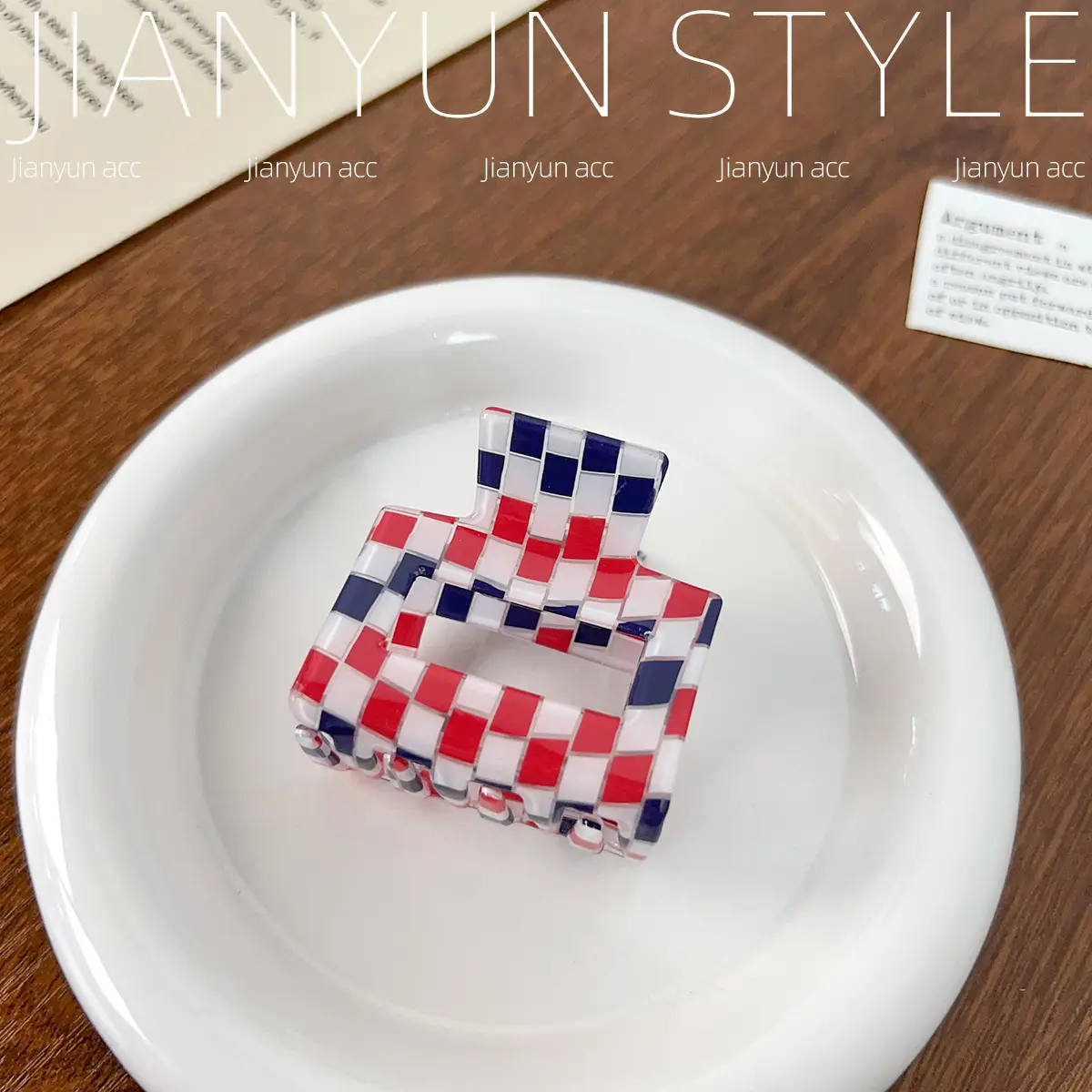 Rainbow Checkerboard Hair Clip for Women