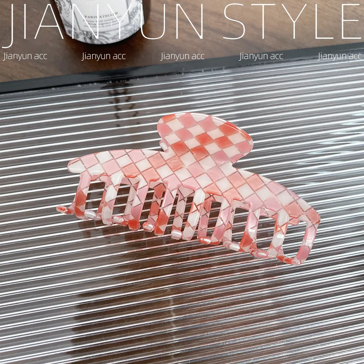 Rainbow Checkerboard Hair Clip for Women