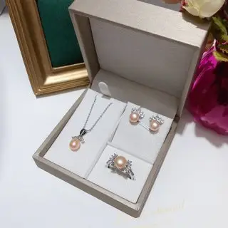 Freshwater Pearl 3-Piece Jewelry Set Silver - Image 2