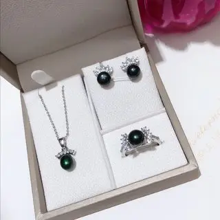 Freshwater Pearl 3-Piece Jewelry Set Silver - Image 4