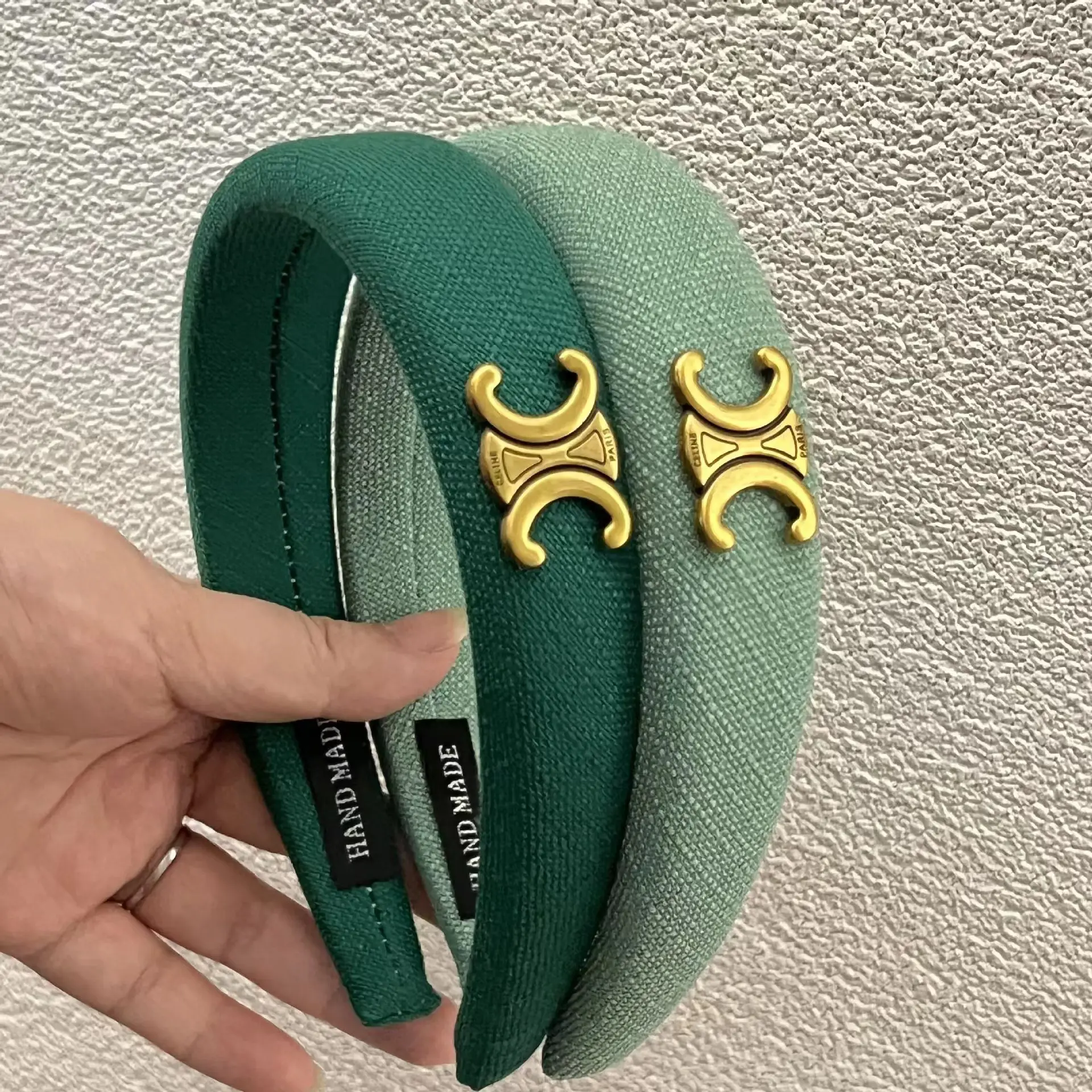 Green High Cranial Top Sponge Headband Women Autumn Winter Elegant Wide-brimmed Headband — feature 4
