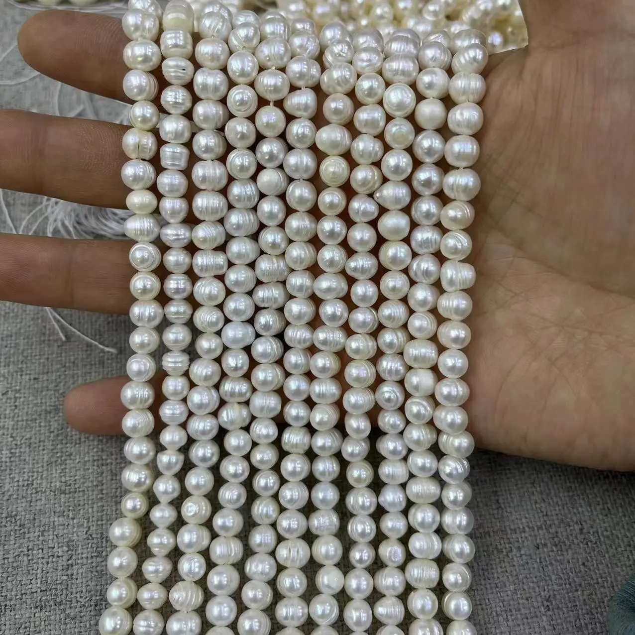 Natural Freshwater Pearl Punch 6-7mm Semi-Finished Thread - Image 3