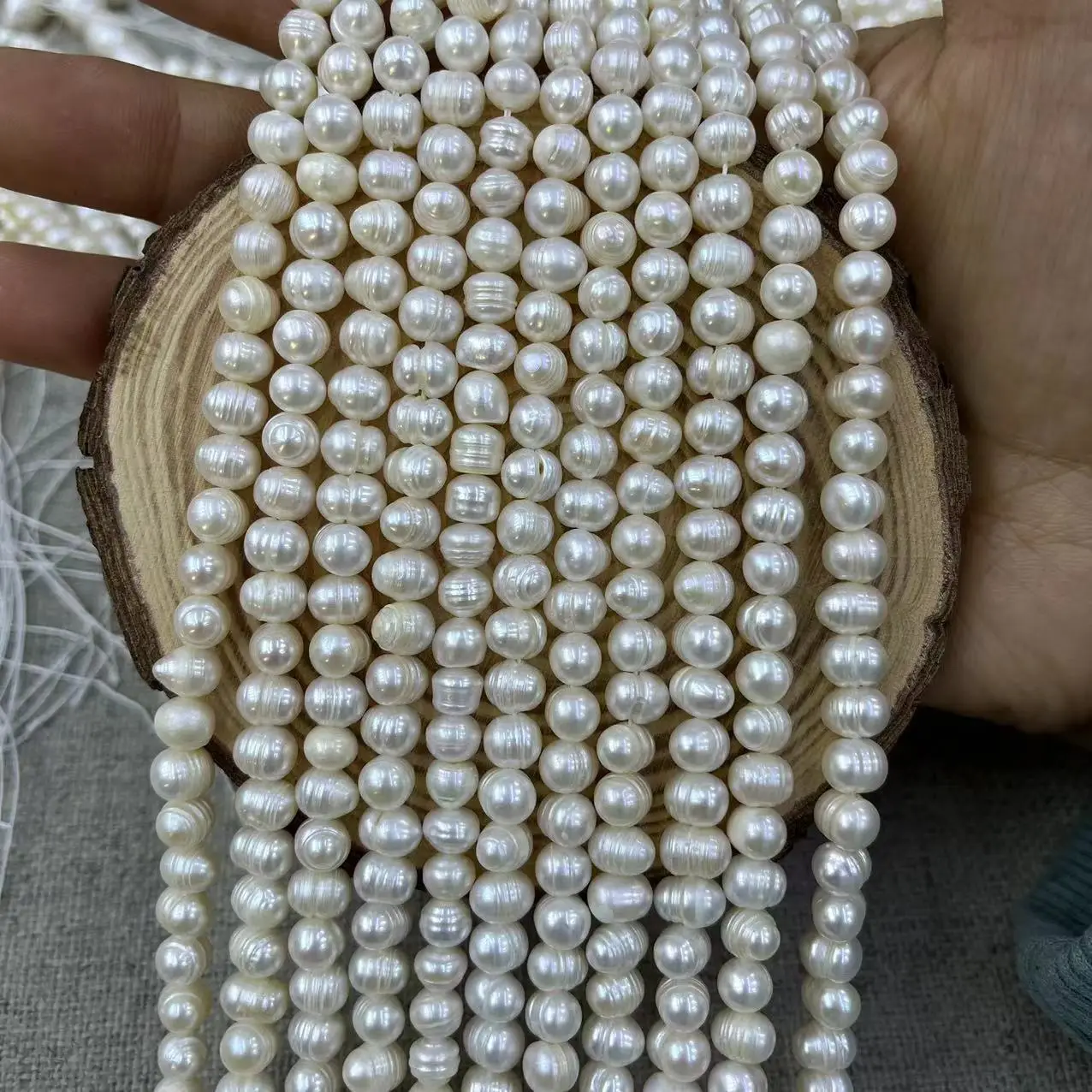 Natural Freshwater Pearl Punch 6-7mm Semi-Finished Thread - Image 5