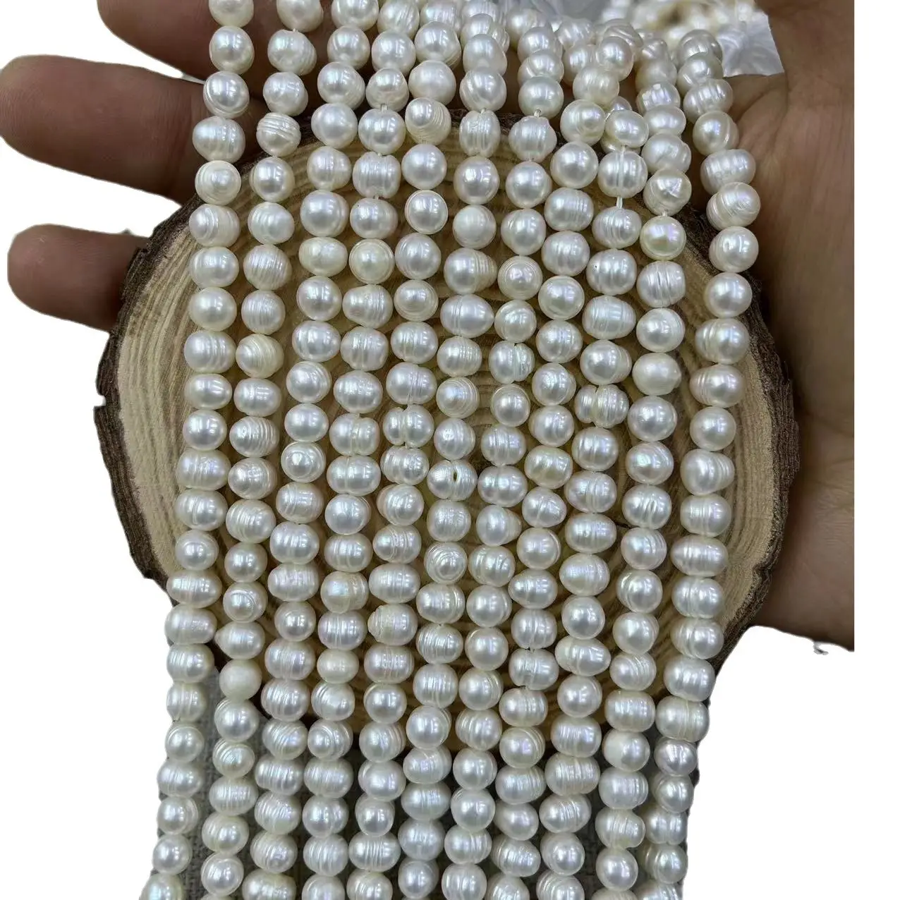 Natural Freshwater Pearl Punch 6-7mm Semi-Finished Thread - Image 6