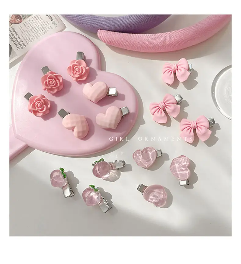 Pink Dopamine Hairpin for Girls Side Duckbill Clip — feature 7