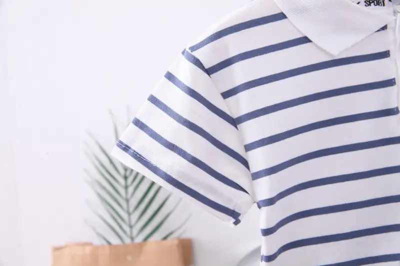 Boys Denim Shorts Striped T-Shirt Summer Suit — feature 11