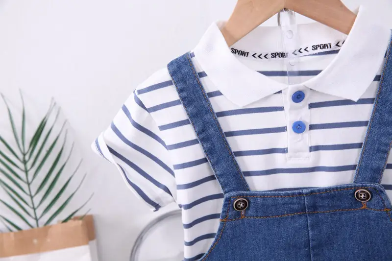 Boys Denim Shorts Striped T-Shirt Summer Suit — feature 6
